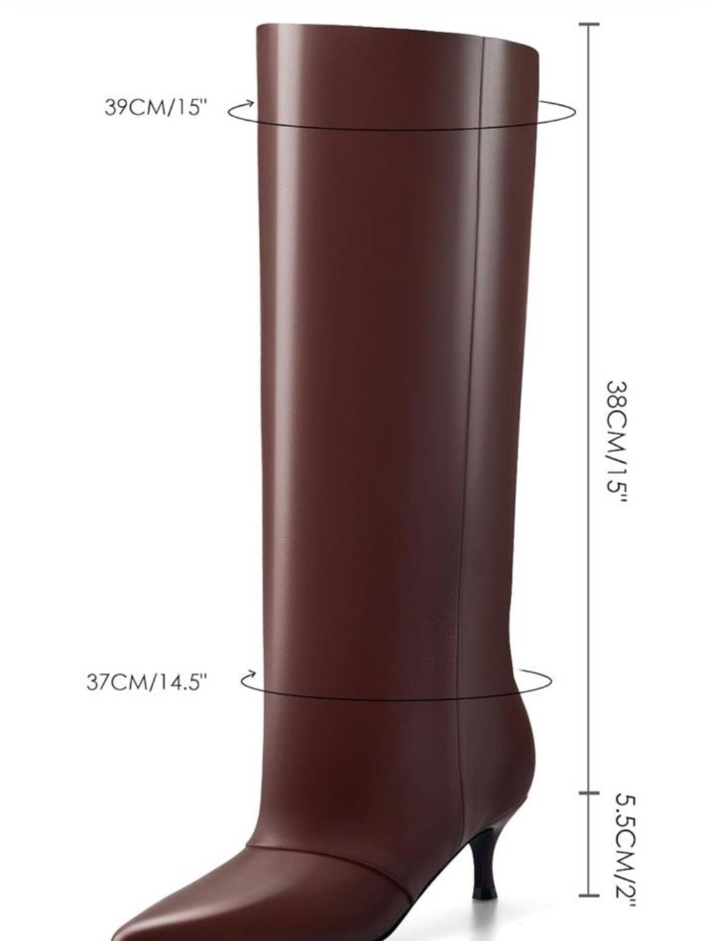 Chestnut Pointed Toe Over-the-Knee Boots - Picture 4 of 4